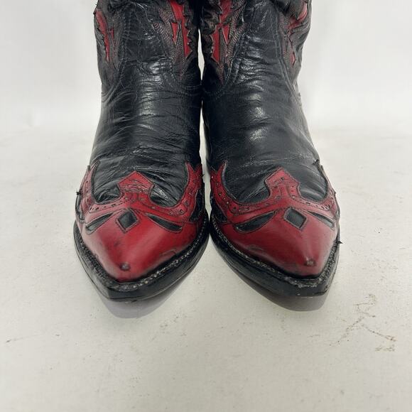 Tony Lama Classic 3866 Firewalker Cowboy Boots “Black Red” main image 4